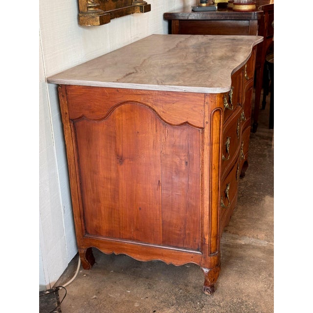 18th Century French Louis XV Walnut Serpentine Commode With Rococo Brasses For Sale - Image 9 of 14