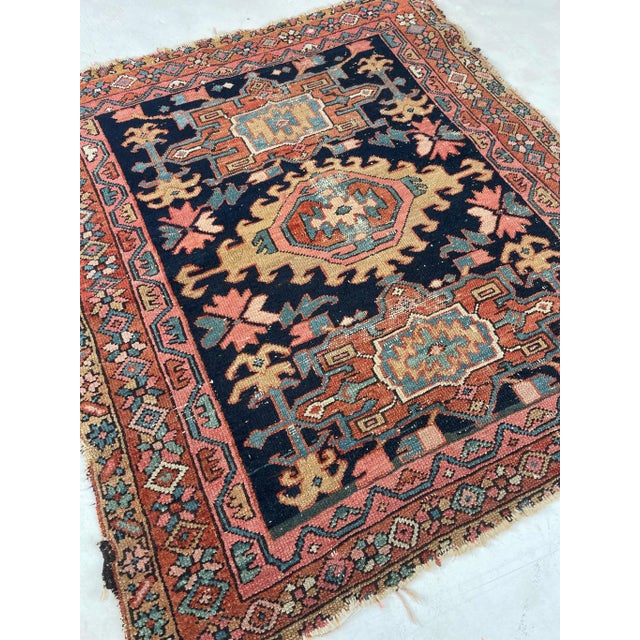 Early 20th Century Geometric Floral & Vines Medallions Rug - 3.3 X 4.4 For Sale - Image 5 of 12