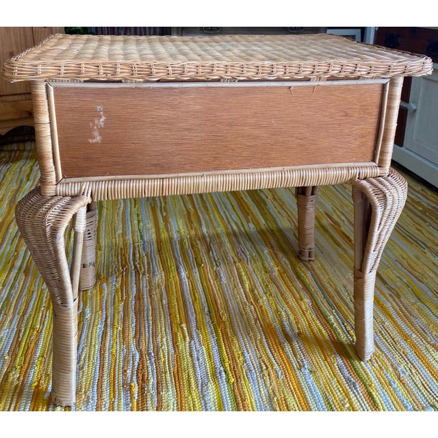Late 20th Century Wicker Rattan Side Table Chairish