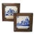 18th Century Dutch Delft Blue & White Tin Glaze Faience Tiles in Carved Wood Frames - A Pair For Sale
