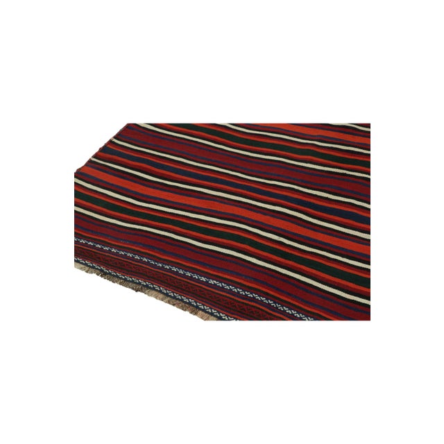 Tribal Vintage Persian Kilim Rug in Red, White, and Blue Stripes by Rug & Kilim -5'8''x6' For Sale - Image 3 of 7