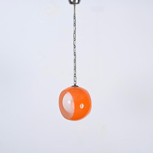 Orange Murano Glass Eclipse Pendant attributed to Carlo Nason for Mazzega, Italy, 1960s For Sale - Image 14 of 15