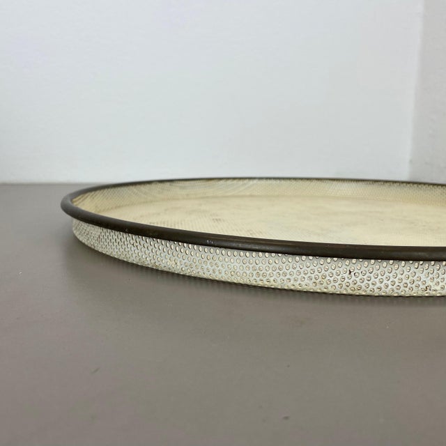Large Vintage Metal Brass Tray in the style of Mathieu Matégot, 1950s For Sale - Image 18 of 18