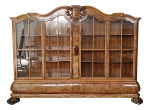 Large Antique Display Cabinet in Walnut Veneer