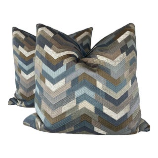 Kravet "Catwalk" in Chambray 22" Pillows-A Pair For Sale