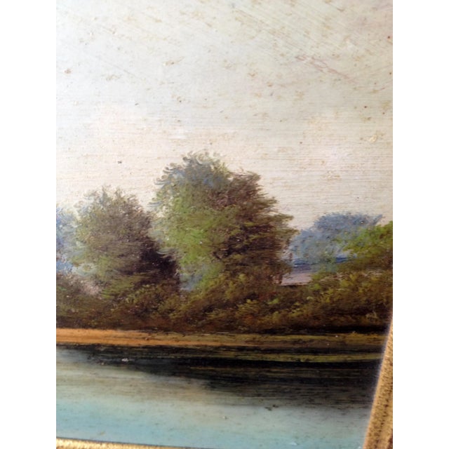 1930s English Impressionist Landscape Painting, Cottage by River For Sale - Image 11 of 11