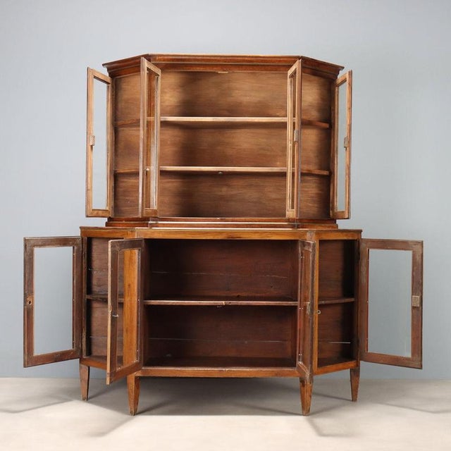 Italian Cupboard in Walnut and Glass For Sale - Image 3 of 11