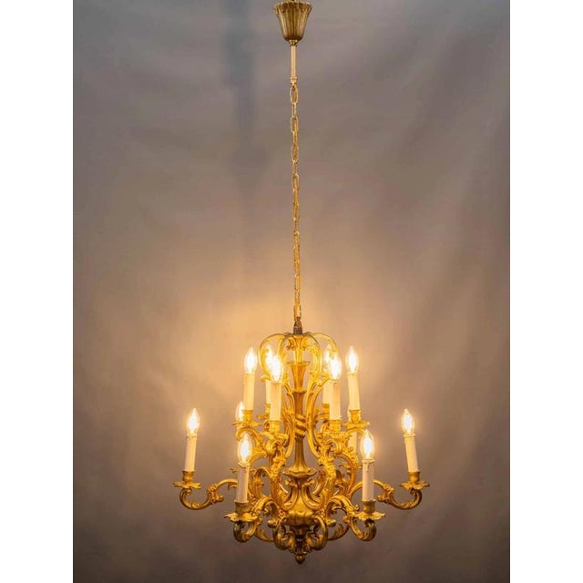 Large Bronze Chandelier from Maison Lucien Gau, Paris For Sale - Image 10 of 18