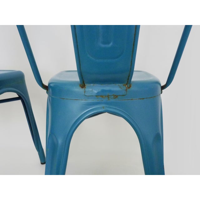 Blue Vintage Tolix Chairs in Blue Metal by Xavier Pauchard, 1970s, Set of 2 For Sale - Image 8 of 10
