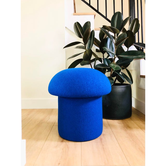 Not Yet Made - Made To Order Mushroom Ottoman in Cobalt Wool For Sale - Image 5 of 11