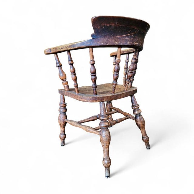 Brown Antique Victorian Captains Chair, 1900s For Sale - Image 8 of 10