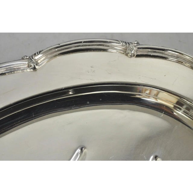 Metal Vintage Amston Victorian Silver Plated Meat Cutlery Oval Serving Platter Tray For Sale - Image 7 of 11