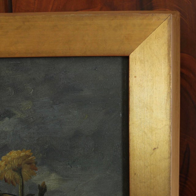 Still Life Oil on Canvas Painting: Flowers and Fruit For Sale - Image 12 of 14