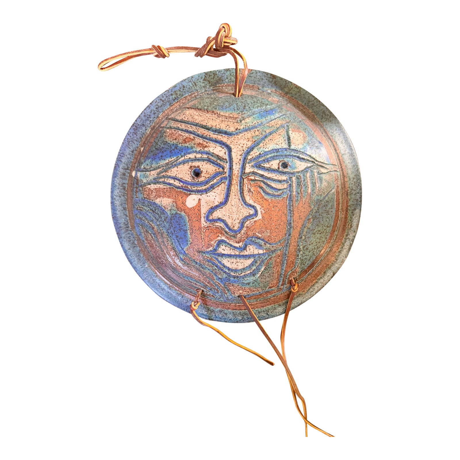 Mid 20th Century Charles Counts Colored Stoneware Hanging Face ...