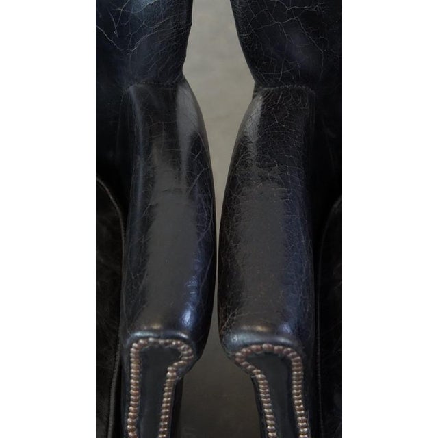 Set of Black Armchairs with Reversible Kilim Seat Cushion For Sale - Image 9 of 18