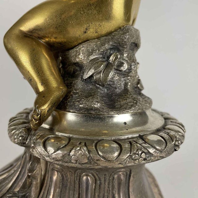 Metal 8-Layer Table Candelabras in Silvered and Gilded Bronze, Set of 2 For Sale - Image 7 of 11