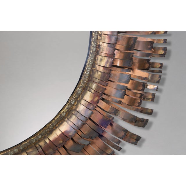 Mid-Century Modern Brutalist Eyelash Copper Mirror by Curtis Jere, Signe For Sale In Los Angeles - Image 6 of 14