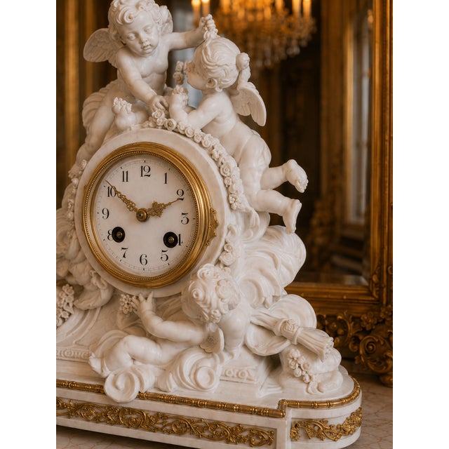 1840s French Sevres White Biscuit Clock Set - 3 Pc For Sale - Image 11 of 18