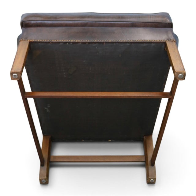 Vintage Baker Furniture Georgian Style Brown Leather Wingback Armchair For Sale - Image 10 of 13