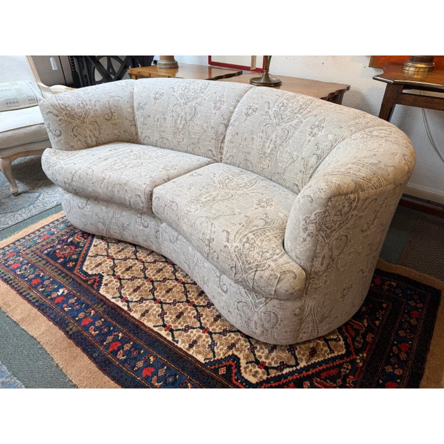 Modern Vladimir Kagan Style Paisley Print Loveseat For Sale - Image 3 of 12