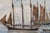 Original watercolor by American artist Carl Christophersen (20th century), titled "Maritime Scene". A serene harbor view...