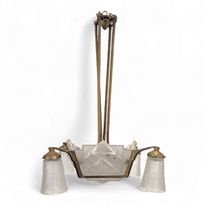 Art Deco Glass Chandelier from Muller Frères, France