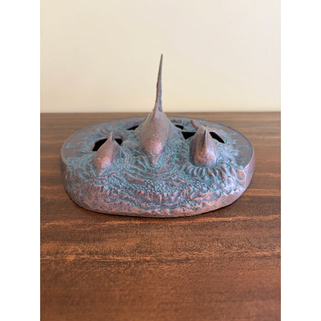 Contemporary Vintage Coastal Iron Garden Sundial With Dolphins For Sale - Image 3 of 7