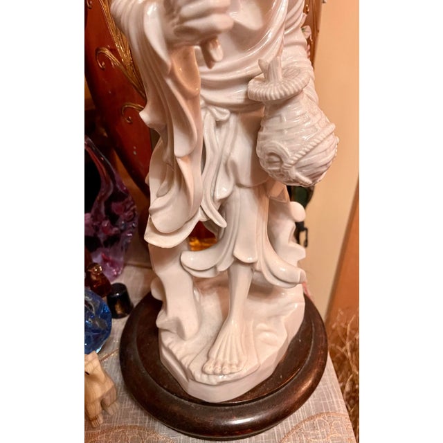 Ceramic Chinese Fisherman Lamp For Sale - Image 7 of 8