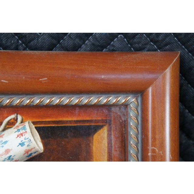 Late 20th Century Fabrice De Villeneuve Trompe l'Oeuil China Cupboard Still Life Oil Painting 19" For Sale - Image 10 of 12