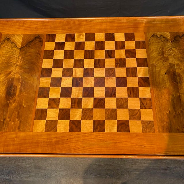 Antique French Inlaid Game Table With Reversible Chessboard Backgammon Top For Sale - Image 4 of 16