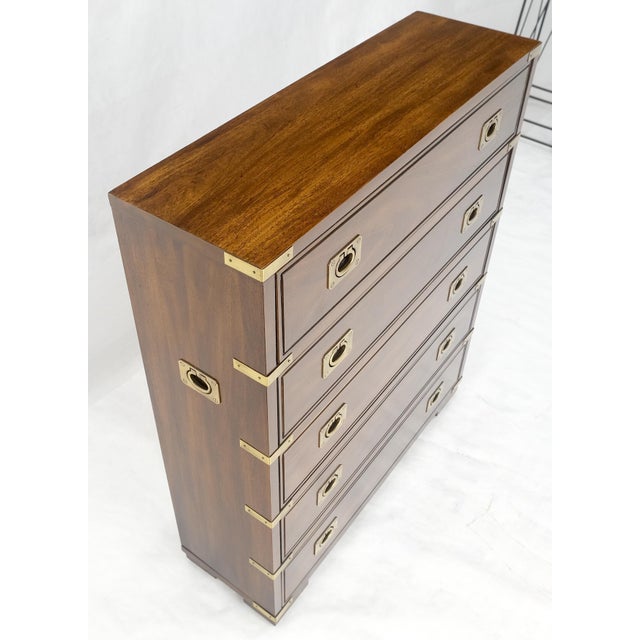 Brass Thomasville Fine Shallow Low Profile 5 Drawer 34" High Chest Dresser Console For Sale - Image 8 of 17