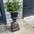 Traditional Vintage Pair Heavy Cast Iron Urns on Pedestals. Believed to Be Early 20th Century. For Sale - Image 3 of 7