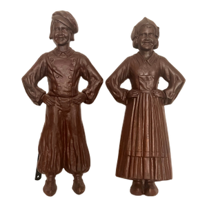 Antique Early 20th Century Sheffield Cast Iron Dutch Boy & Girl Statues - A Pair