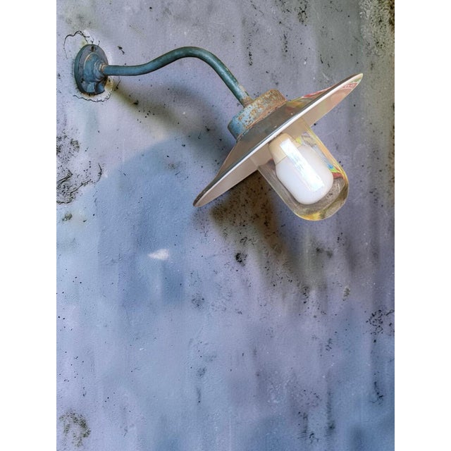 Industrial Outdoor Wall Light in Glass and Metal, 1980s For Sale - Image 6 of 6