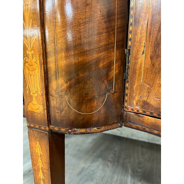 Antique Federal Style Satinwood Inlaid Bowfront Sideboard Server Buffet Credenza For Sale - Image 15 of 18