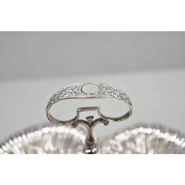 Silver Antique English Victorian Silver Plated Triple Clam Shell Nautical Candy Dish For Sale - Image 8 of 16