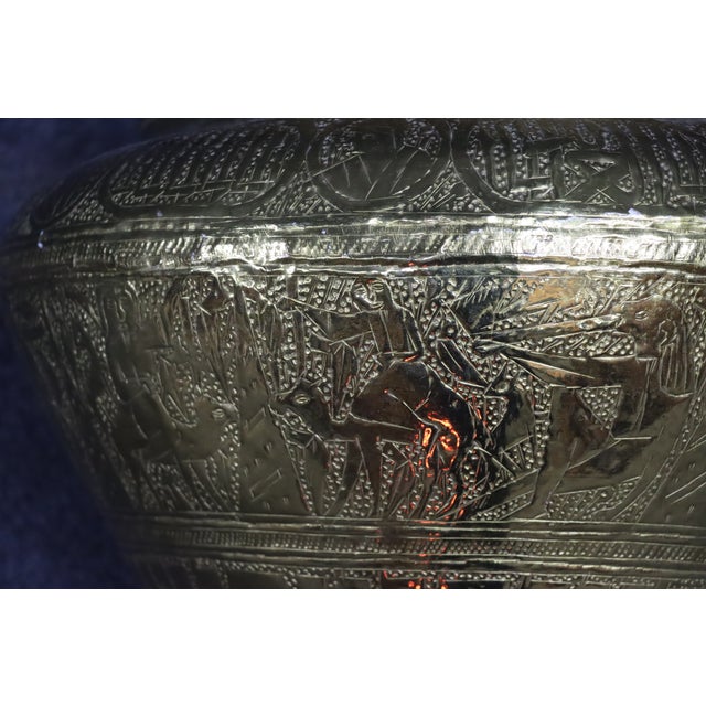 Brass Engraved Brass Decorative Pot or Planter For Sale - Image 8 of 8