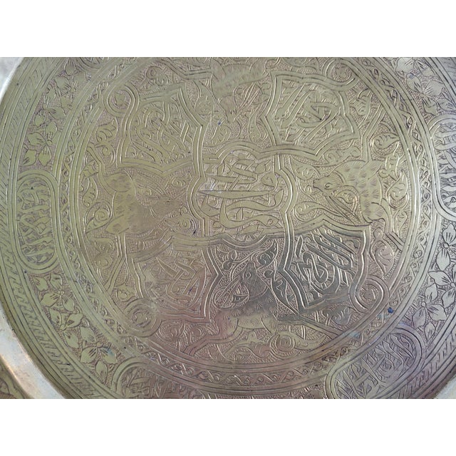 1970s Hand Hammered Brass Tray With Deer Motif For Sale - Image 4 of 5