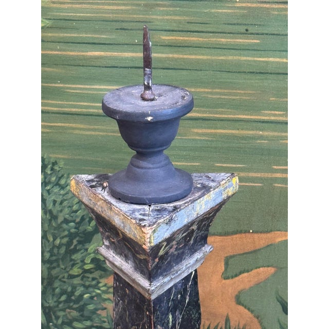 Wood Pair of 19th Century Continental Faux Painted Marble Triangular Floor Prickets For Sale - Image 7 of 14
