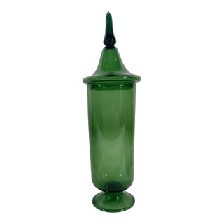 Large Empoli Blown Glass Apothecary Jar For Sale
