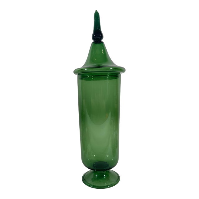 Large Empoli Blown Glass Apothecary Jar For Sale