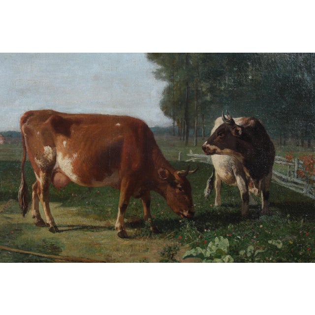 Jacquelart, Grazing Cows, 1890s, Oil on Canvas, Framed For Sale - Image 14 of 14