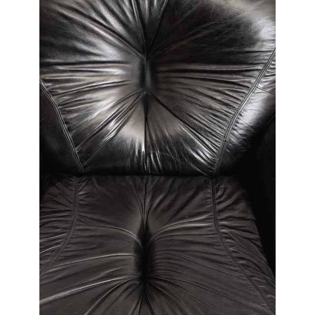 Space Age Overstuffed Leather Lounge Chair For Sale - Image 10 of 13
