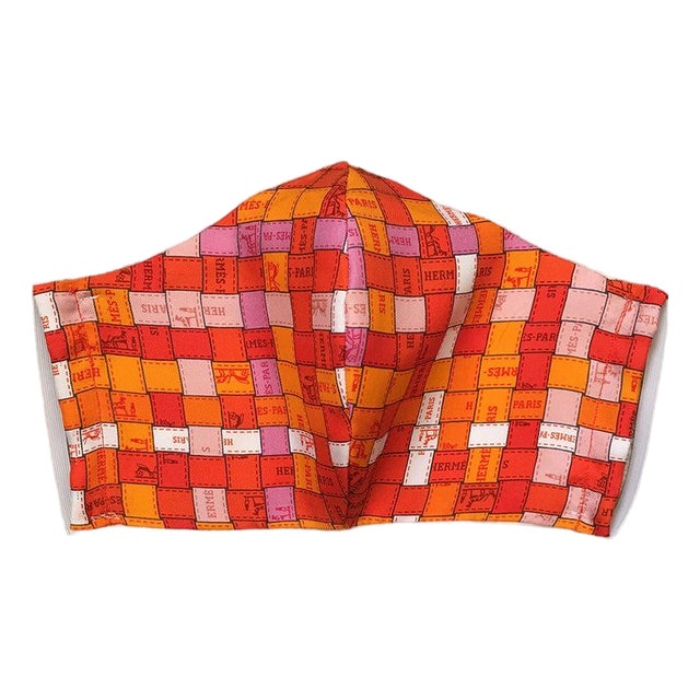 Hermes Vintage Handmade Bolduc Au Carre Silk Scarf Face Mask For Sale