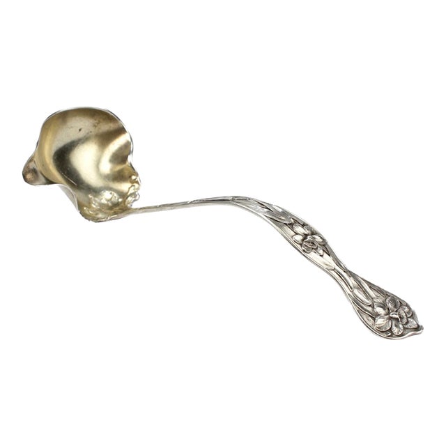 Antique Baker Manchester Daffodils Sterling Silver Sauce Ladle For Sale