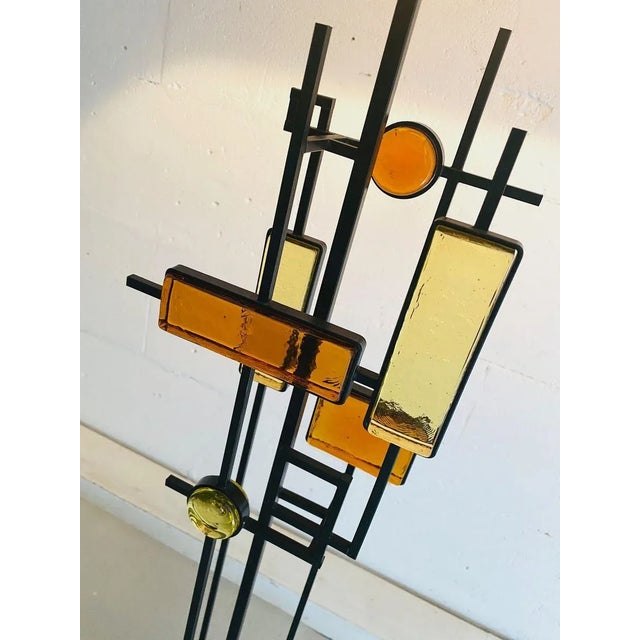 Mid-Century Danish Modern Wrought Iron & Glass Floor Lamp by Svend Aage Holm Sørensen For Sale - Image 6 of 16