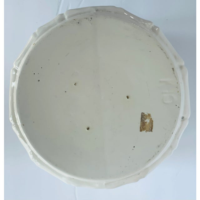 Ceramic Vintage Hollywood Regency/Palm Beach White Ceramic Faux Bamboo Cache Pot/Planter For Sale - Image 7 of 12
