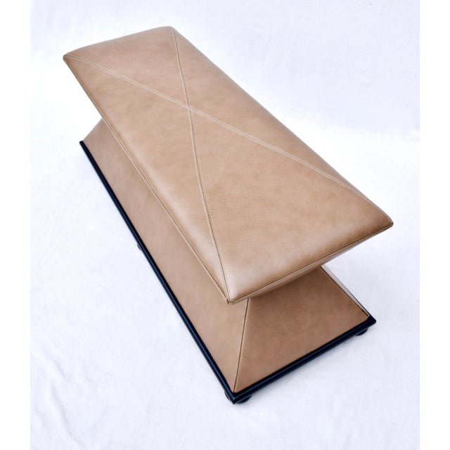 Wood Baker Furniture Hourglass Bench Ottoman With Leather Upholstery For Sale - Image 7 of 12