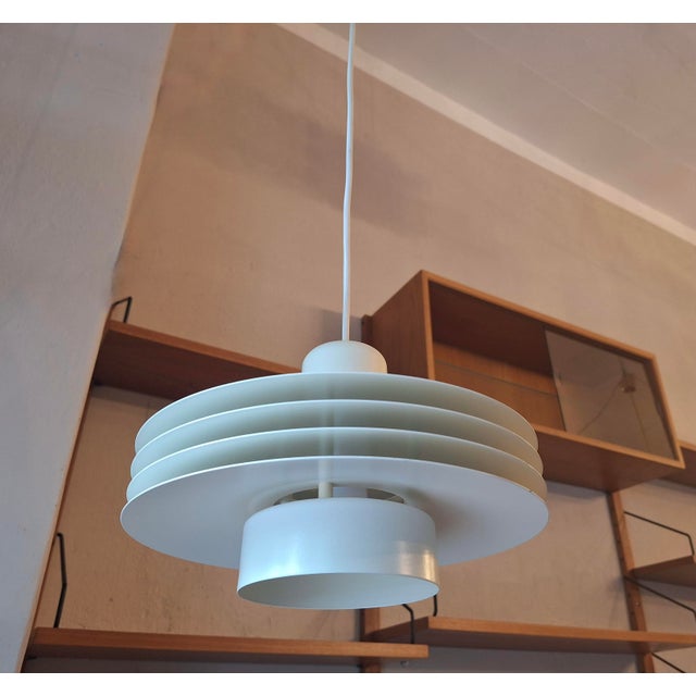 White Stepped Pendant Lamp from Horn Belysning, 1980s For Sale - Image 8 of 10