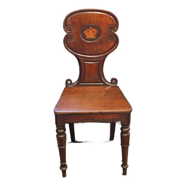 Circa 1840 English Armorial Hall Chair For Sale
